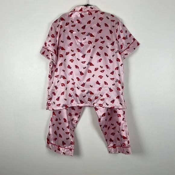 Robert Louis silk blend loungewear drawstring waist short sleeve button down - Picture 4 of 8